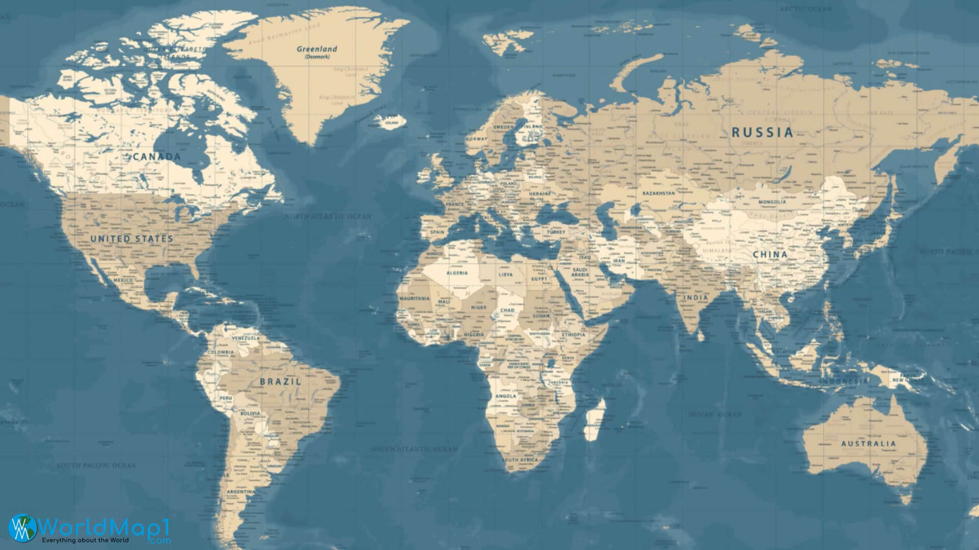 Political Map of the World and Antarctica